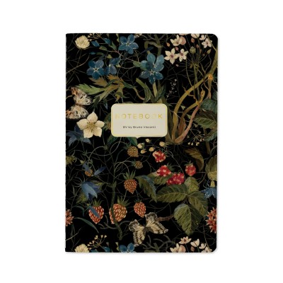 Тетрадь 40 листов А5 линия Flora Лесные ягоды матовая ламинация софт-тач, фольга золото, бежевая бумага, 70г/м2 7-40-505/35 Bruno Visconti 24/144