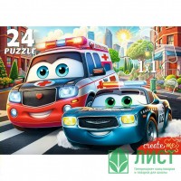 Рыжий кот Пазл-Макси 24  Городские машины помощники УК24-0209 Россия