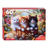 Рыжий кот Пазл 60  Три котенка в корзине Х60-4531 Россия