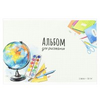 Альбом 12 листов для рисования А4 скрепка Глобус УФ-лак, 100г/м2 69850 Феникс 10/50