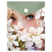 Папка конверт на кнопке 15,8х11,4 Девушка в лилиях 69022 Феникс 12/360