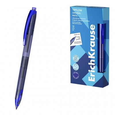 Ручка роллер автоматическая TipFlow Matic Original 0,5мм синяя 63700 ErichKrause 12/144/1728 63700