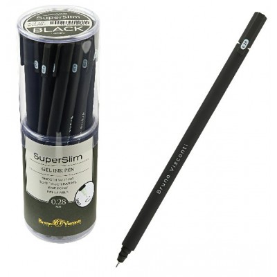Ручка гелевая Super slim Black черная 0,28мм 20-0397 Bruno Visconti 24/144