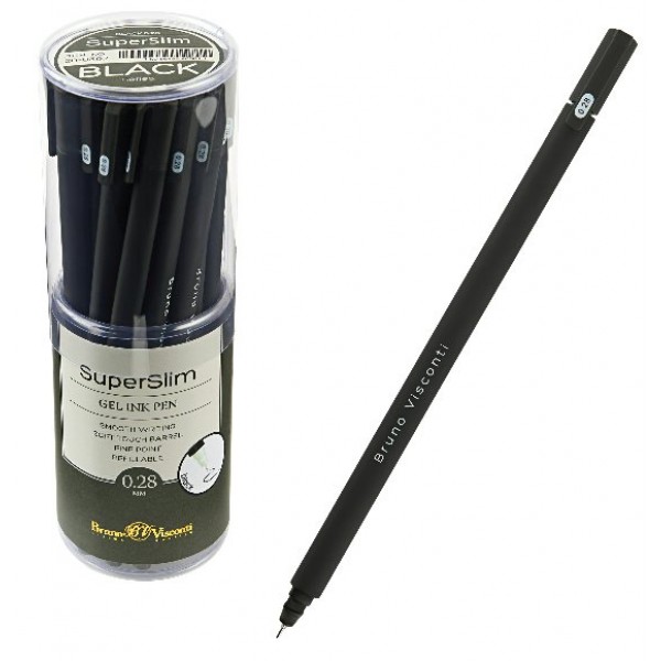Ручка гелевая Super slim Black черная 0,28мм 20-0397 Bruno Visconti 24/144