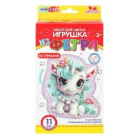 Шитье мягкой игрушки из фетра со стразами Единорожка FETR-120531 МультиАрт