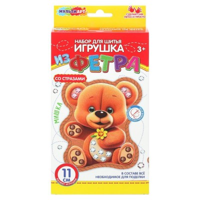Шитье мягкой игрушки из фетра со стразами Мишка FETR-120530 МультиАрт