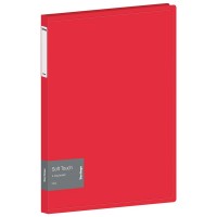 Папка 4 кольца А4 24мм 700мкм Soft Touch красная, карман, D-кольца, софт-тач RB4_4D982 Berlingo  338222