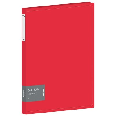 Папка 4 кольца А4 24мм 700мкм Soft Touch красная, карман, D-кольца, софт-тач RB4_4D982 Berlingo  338222