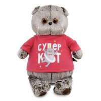 Budi Basa Игрушка   Кот Басик  в лонгсливе с принтом. Супер кот/мягкая, 22 см Ks22-284 Россия