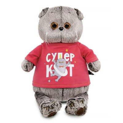 Budi Basa Игрушка   Кот Басик  в лонгсливе с принтом. Супер кот/мягкая, 22 см Ks22-284 Россия