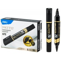 Маркер перманентный 0,5-1мм Mate черный, двусторонний, пулевидный, скошенный 1688354 Deli  EU72-BK