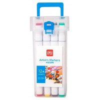 Маркер скетч Набор 12 цветов двусторонний, пластиковая упаковка 1901076 Deli  70816-12