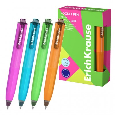 Ручка шариковая автоматическая Pocket Pen Matic&Grip Neon синяя 0,5мм 63686 ErichKrause 12/144/1728