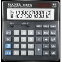Калькулятор 12-разрядный 156х157х34мм черный, средний настольный, 2 питания SK-501N Skainer 15/60 030/2030