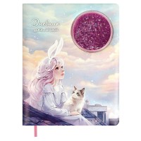 Дневник универсальный 48 листов А5+ 170х215 твердая обложка, поролон, кожзам наппа, аппликация в виде прозрачного окна Девочка на крыше 80г/м2 68677 Феникс 15/30