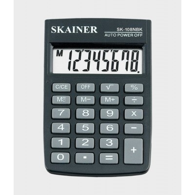 Калькулятор 8-разрядный 58х88х10мм синий, карманный SK-108NBK Skainer