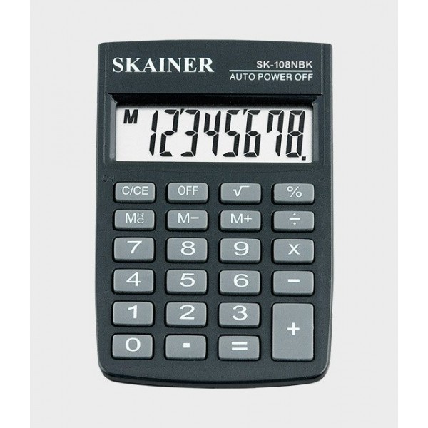 Калькулятор 8-разрядный 58х88х10мм синий, карманный SK-108NBK Skainer