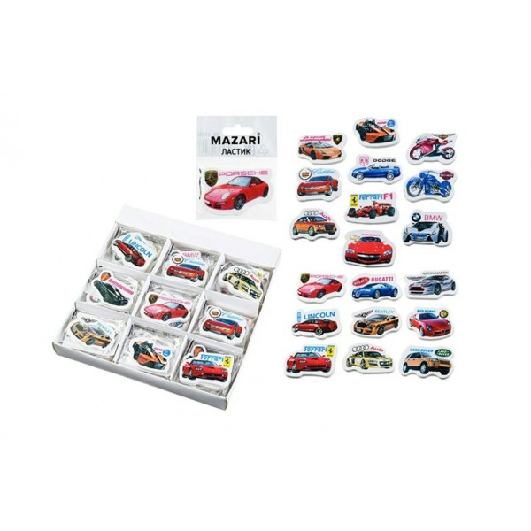 Ластик резиновый Машина фигурный, ассорти М-1409 Mazari