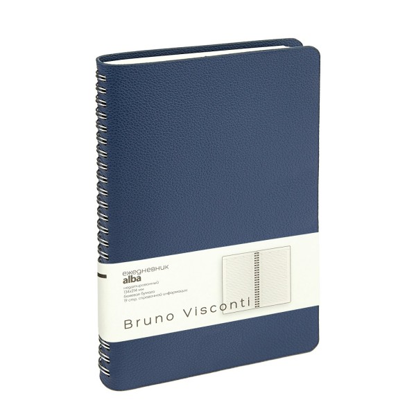 Ежедневник недатированный А5 136 листов линия, интегральная обложка, кожзам Alba синий, 70г/м2 3-783/03 Bruno Visconti