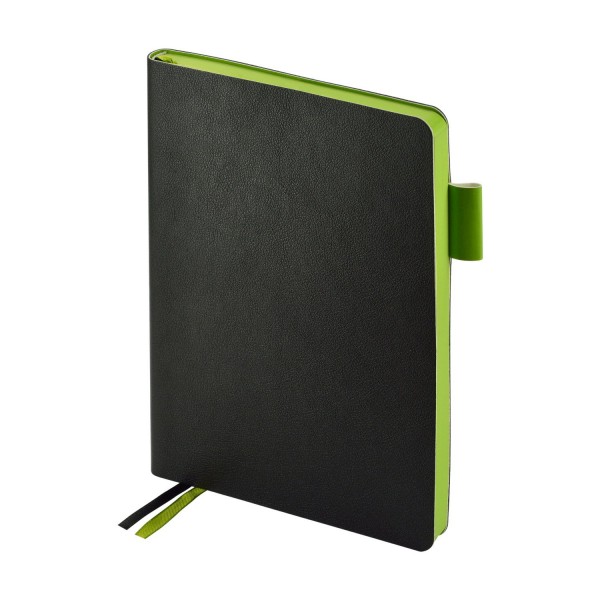 Ежедневник датированный А5 168 листов линия, интегральная обложка, кожзам Boston черный, салатовый срез, 2 ляссе, 70г/м2 3-808/04 Альт 2026