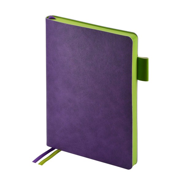 Ежедневник датированный А5 168 листов линия, интегральная обложка, кожзам Boston фиолетовый, салатовый срез, 2 ляссе, 70г/м2 3-808/10 Альт 2026