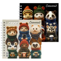 Скетчбук 80 листов 195х195 гребень, твердая обложка Скетчпад Вязаные звери матовая ламинация, 100г/м2 71629 Феникс 4/24