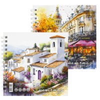 Скетчбук 80 листов 195х195 гребень, твердая обложка Скетчпад Акварель матовая ламинация, 100г/м2 71630 Феникс 4/24