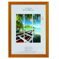 Фоторамка деревянная 21х30 сосна с18 янтарь, вставка прозрачный пластик Б0053187 Image art