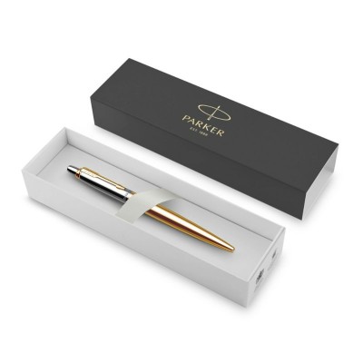 Ручка подарочная шариковая автоматическая Jotter Gold Stainless Steel GT 1мм синяя, подарочная упаковка P937615 Parker  2953182