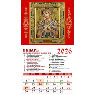 ДеньЗаДнем/Календарь настенный магнитный с отрывным блоком 2026. Обр.Пр.Б-цы Семистрельная/94 х 167/20611/