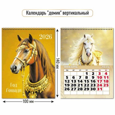 Квадра/Календарь настольный домик на спирали 2026. Символ года/100 х 140/9539/