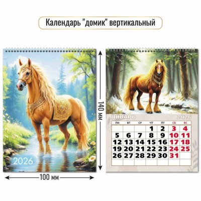 Квадра/Календарь настольный домик на спирали 2026. Символ года/100 х 140/9537/