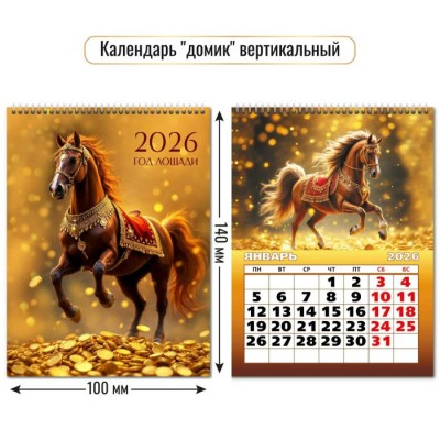Квадра/Календарь настольный домик на спирали 2026. Символ года/100 х140/9536/