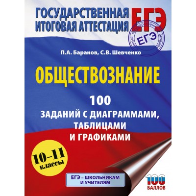ЕГЭ. Обществознание. 100 заданий с диаграммами, таблицами и графиками. Сборник Задач/заданий. Баранов П.А. АСТ