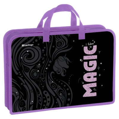 Папка на молнии А4 340х245х75мм Purple Magic 1 отделение, с ручками, пластик BR-PT-A47537 Berlingo  379345