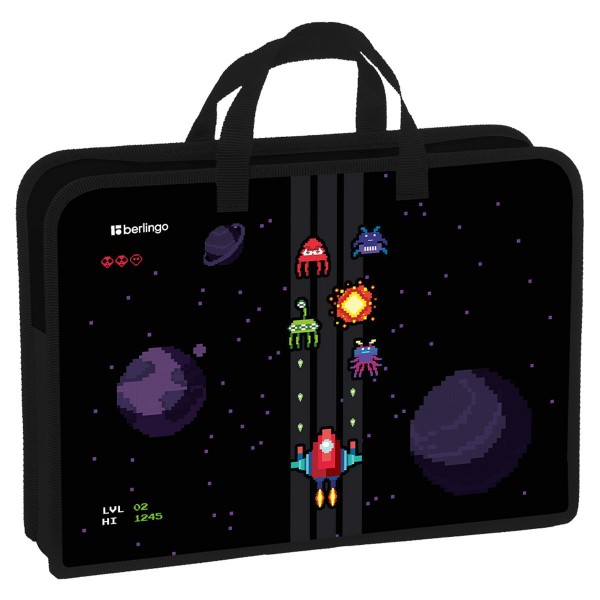 Папка на молнии А4 340х245х75мм Space Battle 1 отделение, с ручками, пластик BR-PT-A47536 Berlingo  379337