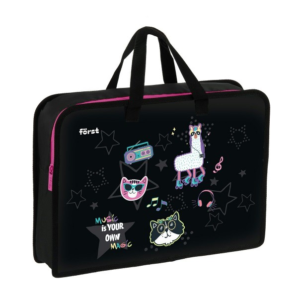 Папка на молнии А4 340х245х75мм Disco Lama 1 отделение, с ручками, пластик FT-HB-750509 Forst  379318