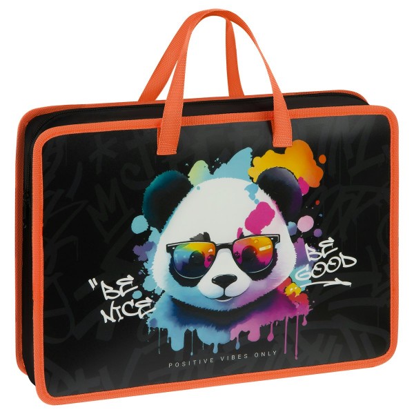 Папка на молнии А4 340х245х70мм The Colored Panda 1 отделение, с ручками, пластик ПТЛ-14Л70008 ArtSpace  380292