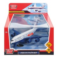 Технопарк Игрушка   Модель. Авиалайнер металл, 22 см, свет, звук, подвижные детали, инерционная 1706C158-R Китай