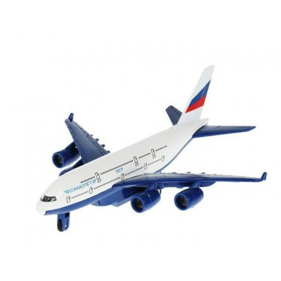 Технопарк Игрушка   Модель. Авиалайнер/металл, 22 см, свет, звук, подвижные детали, инерционная 1706C158-R Китай