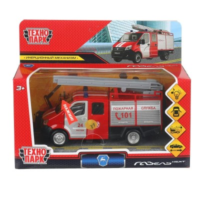 Технопарк Игрушка   Машина. Газель Next пожарная/14,5 см, металл, свет, звук, инерционная NEXTFIR-15SL Китай