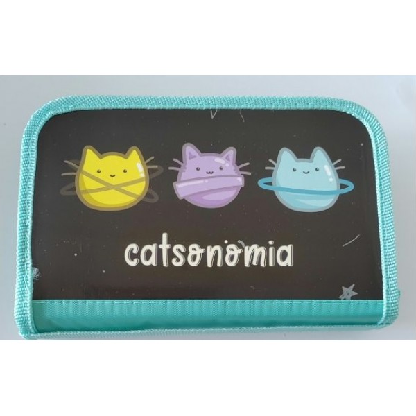 Пенал 2 отделения 19x12см Catsonomia откидная планка ПО-05 Пчелка