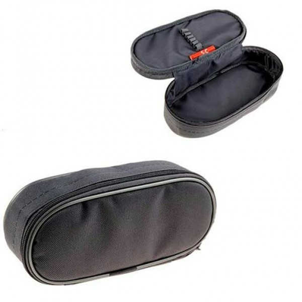 Пенал 1 отделение мягкий 22x9х5см Серый овальный, ткань К-68 Пчелка