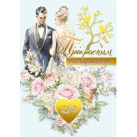 Мир поздравлений/Открытка Прекрасным молодоженам/048.664/