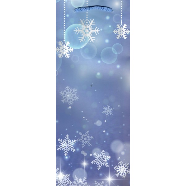 Миленд/Пакет бумажный ламинированный под бутылку. Снежинки/120 х 360 х 85/ППК-2267/