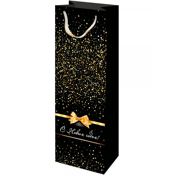 Миленд/Пакет бумажный ламинированный под бутылку. С Новым годом/100 х 360 х 85/ППК-2270/