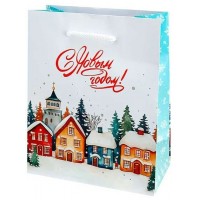 Миленд/Пакет бумажный ламинированный. С Новым годом. Домики/115 х 145 х 60/ППК-2277/