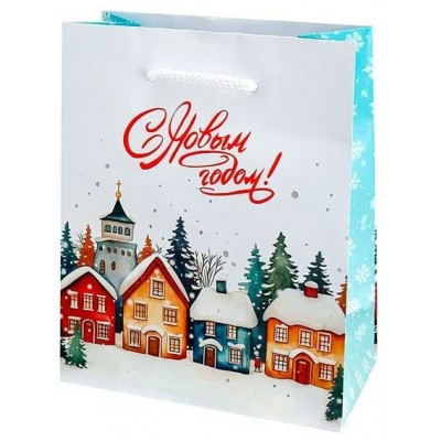 Миленд/Пакет бумажный ламинированный. С Новым годом. Домики/115 х 145 х 60/ППК-2277/