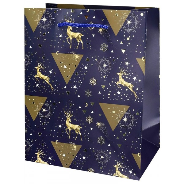 Миленд/Пакет бумажный ламинированный. Золотистые олени/180 х 230 х 100/ППК-2291/