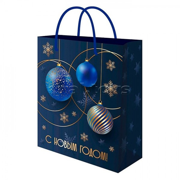 Миленд/Пакет бумажный ламинированный. С Новым годом. Синие шары/180 х 230 х 100/ППК-2296/